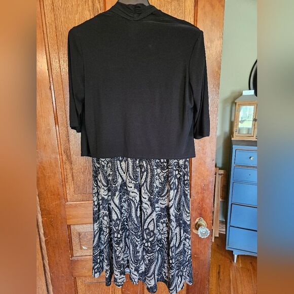 R & M Williams Women's 16 Dress And Jacket Black With Tan Patterned Detail - Picture 4 of 6